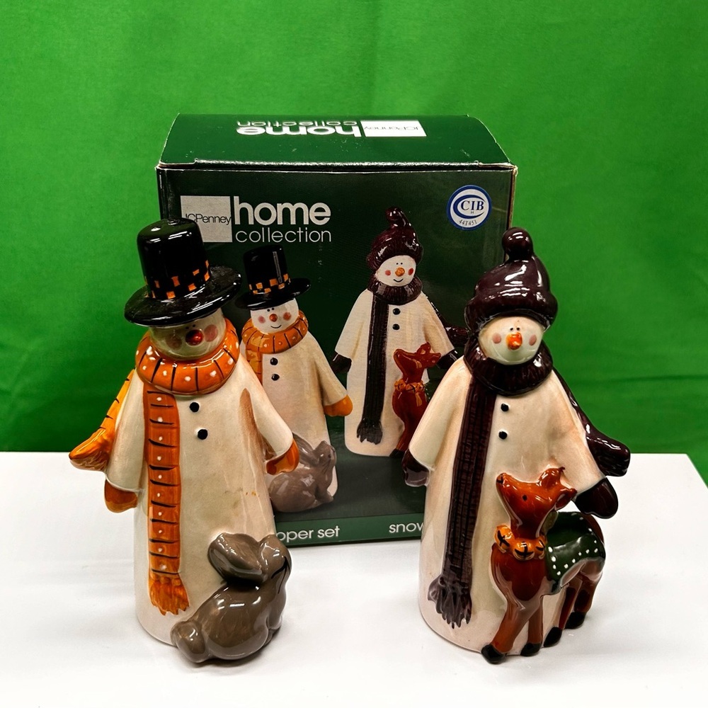 Home Collection Ceramic Snowman Salt & Pepper Shakers JCPenney 5.5"H